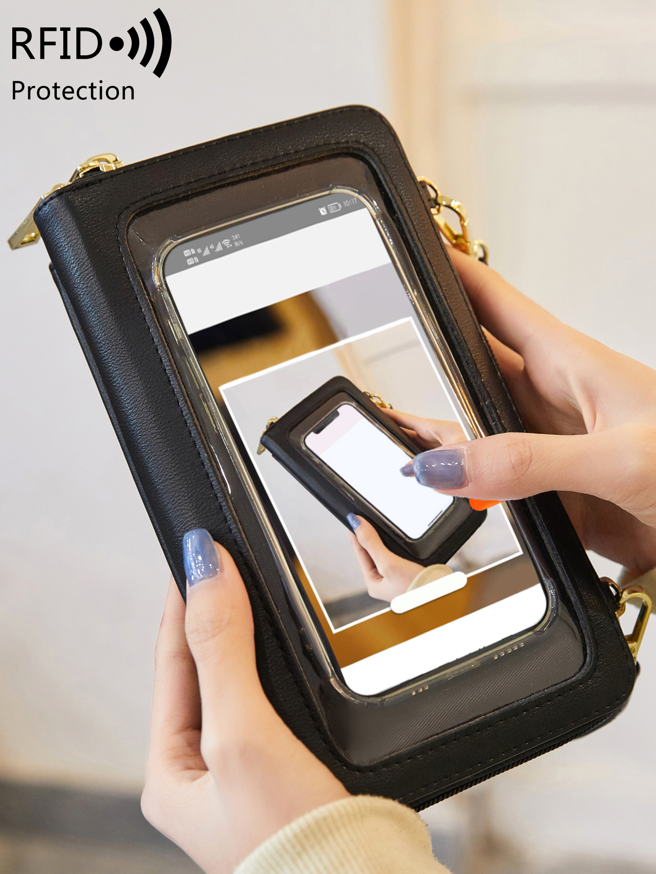 Wristlet Wallet Zipper - Women's Fashion Touchscreen Mobile Wallet -