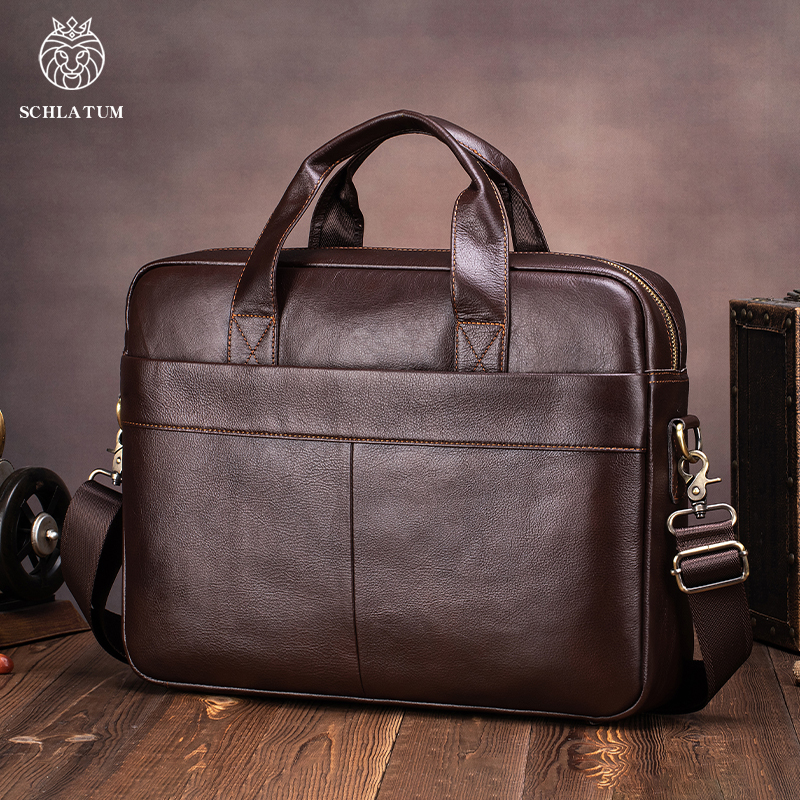 Luxury Bags For Laptop - Genuine Leather Men's Briefcase Soft Luxury