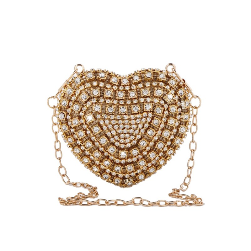 Luxury Bags Women - Mini Heart-shaped Diamond Setting Evening Bag