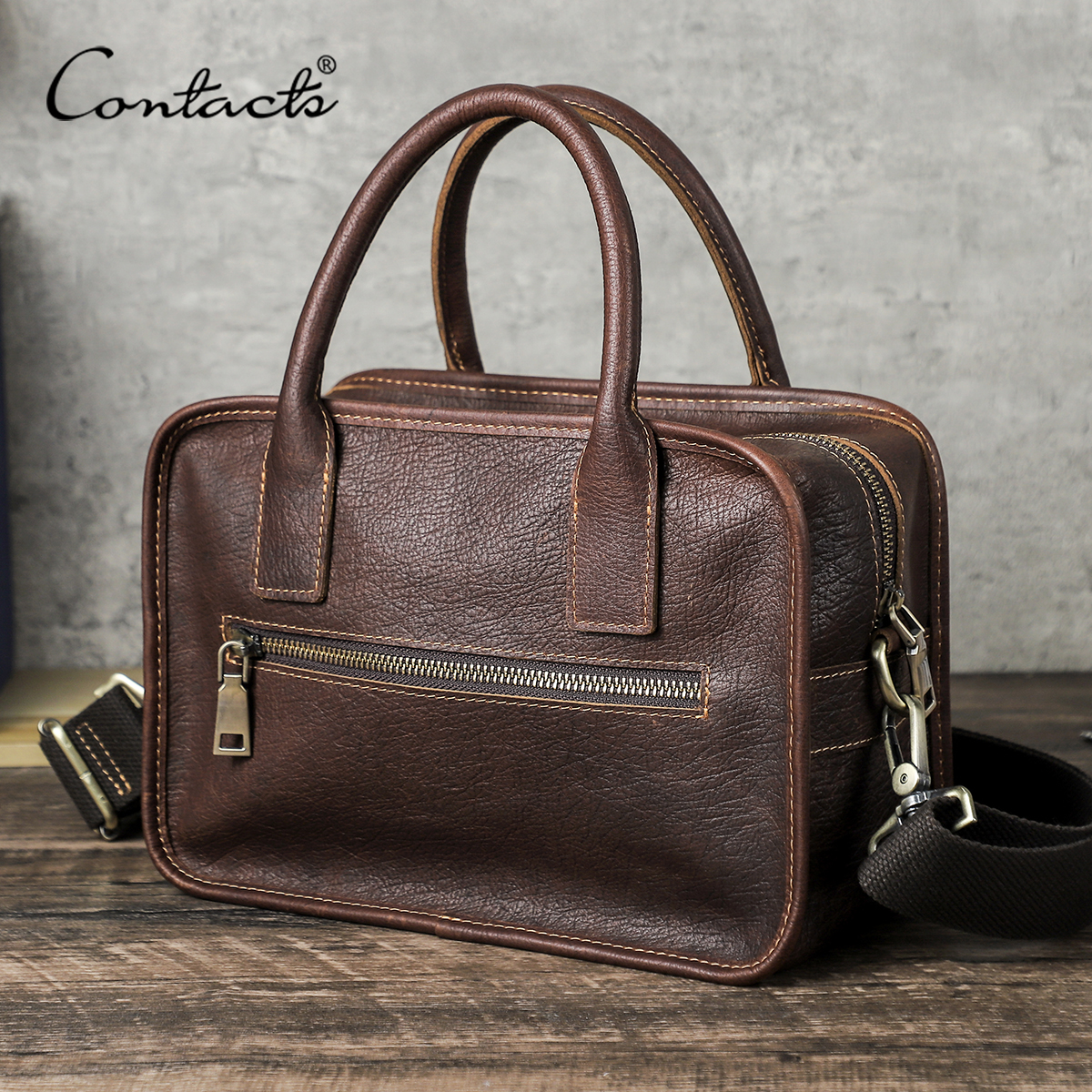 Luxury Bags Sling - CONTACT'S Genuine Leather Men Tote Bags