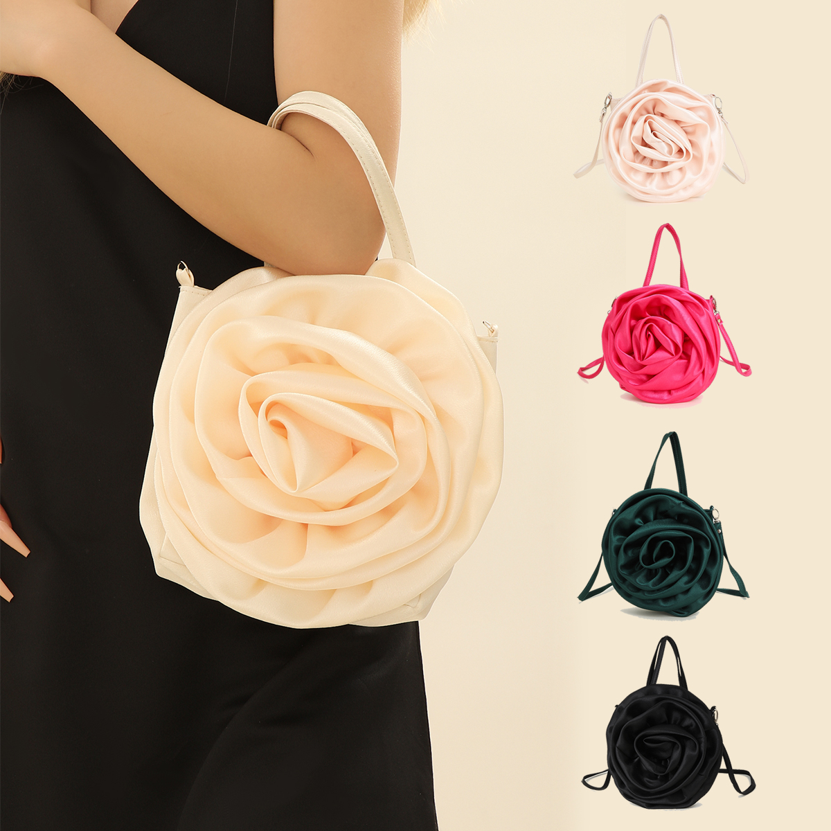 Luxury Bags On Sale - Luxury Rose Handbags Design Silk Pleated