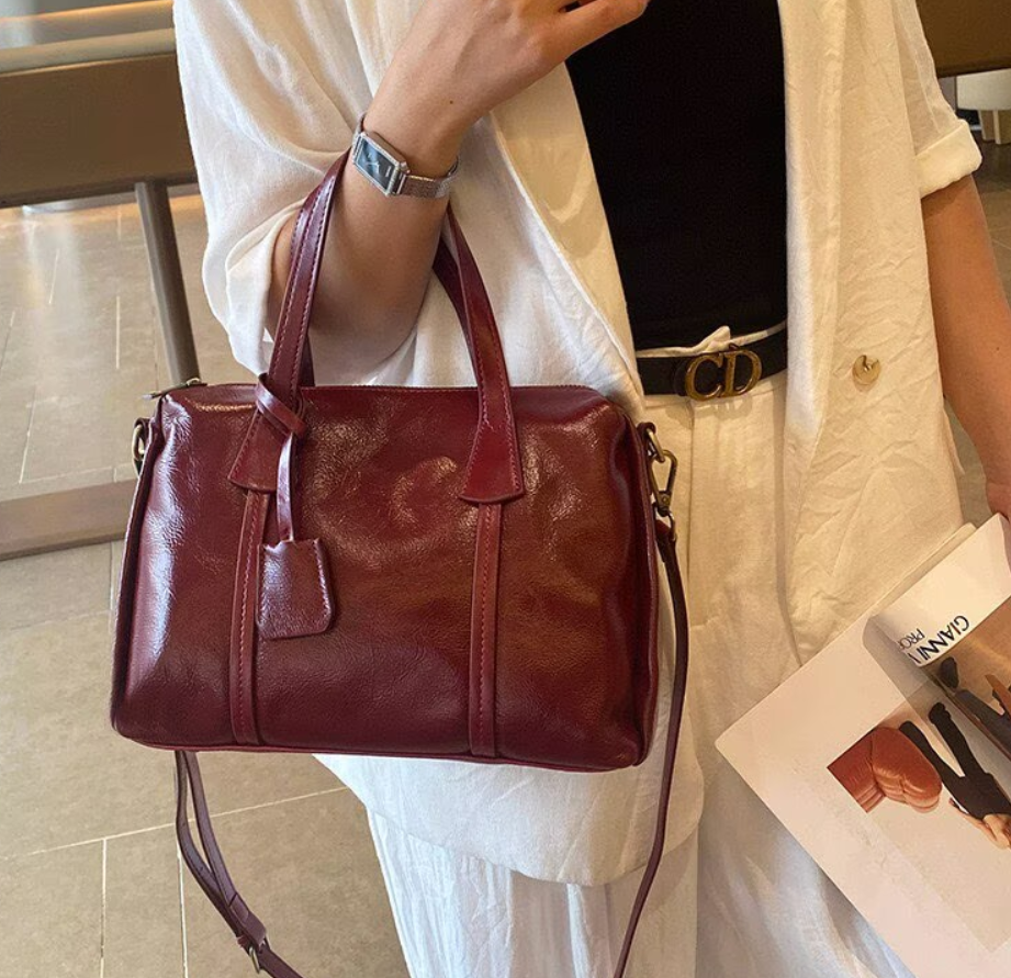 Vintage Real Leather Handbag F - Luxury Y2K Bags incelemesi ve fiyatı