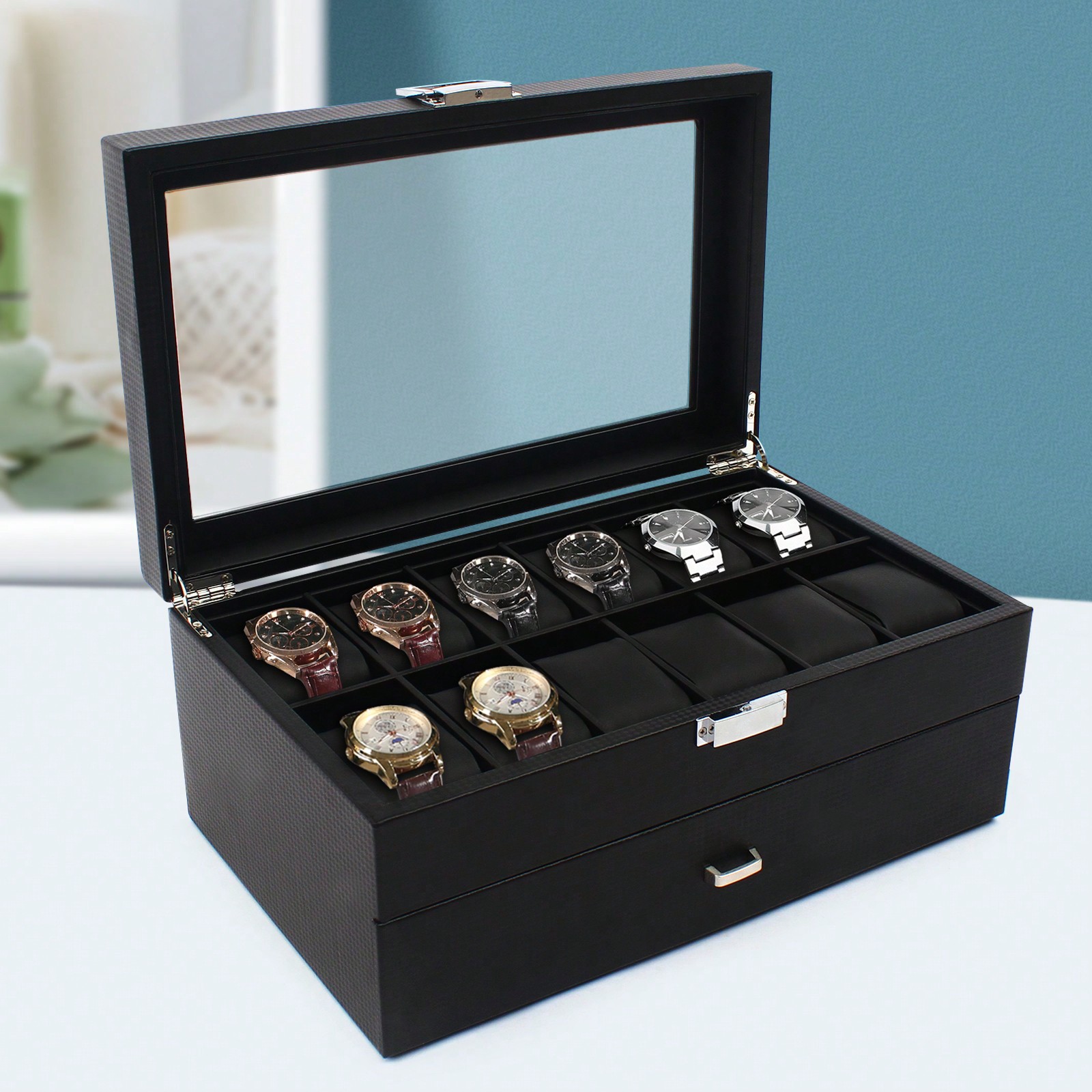 24 Slot Men Watch Display Case - Luxury Bags Storage incelemesi ve fiyatı
