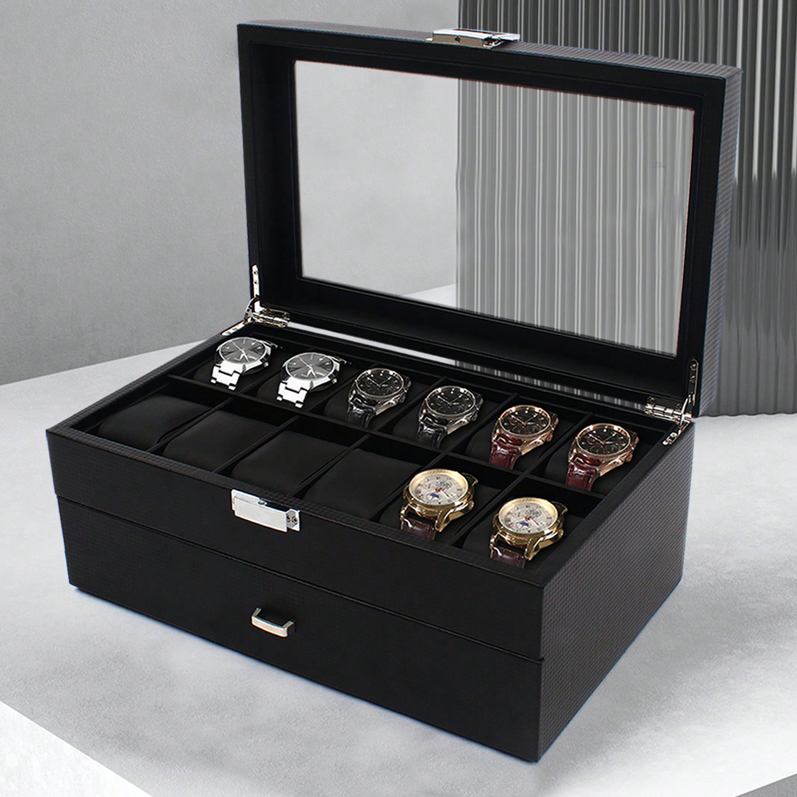 24 Slot Men Watch Display Case - Luxury Bags Storage incelemesi ve fiyatı