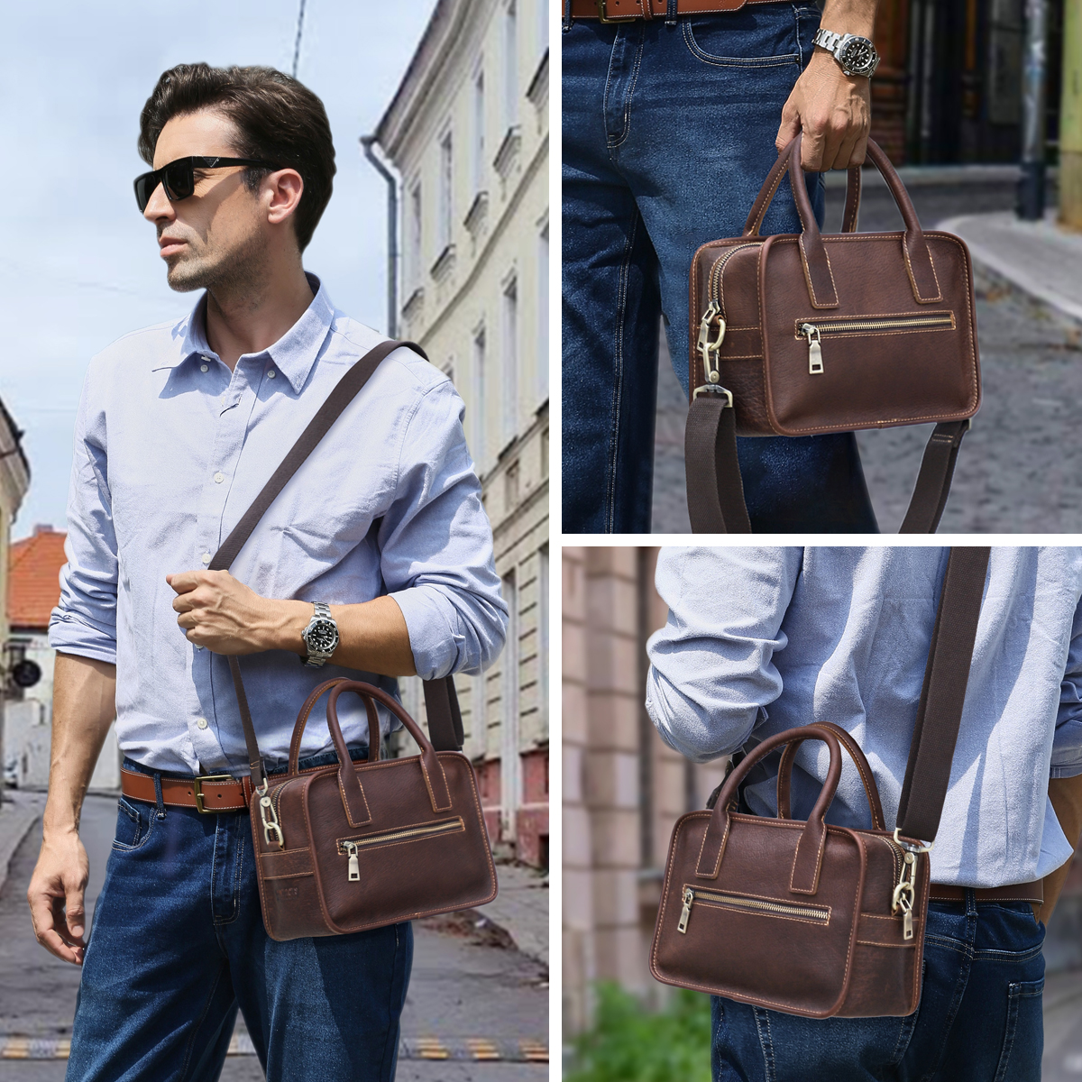 CONTACT'S Genuine Leather Men  - Luxury Bags Sling incelemesi ve fiyatı