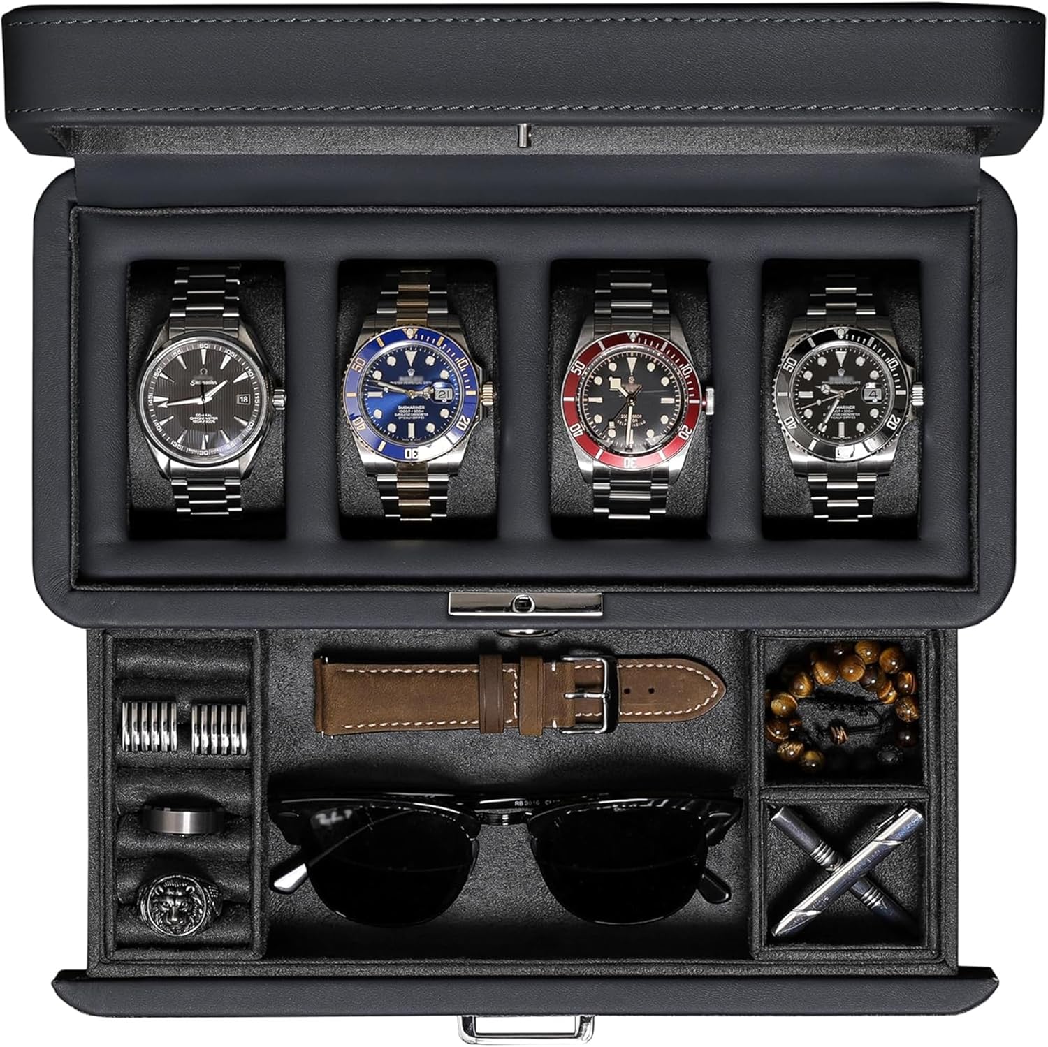 Luxury 4-Slot Watch Box with V - Luxury Bags Women incelemesi ve fiyatı
