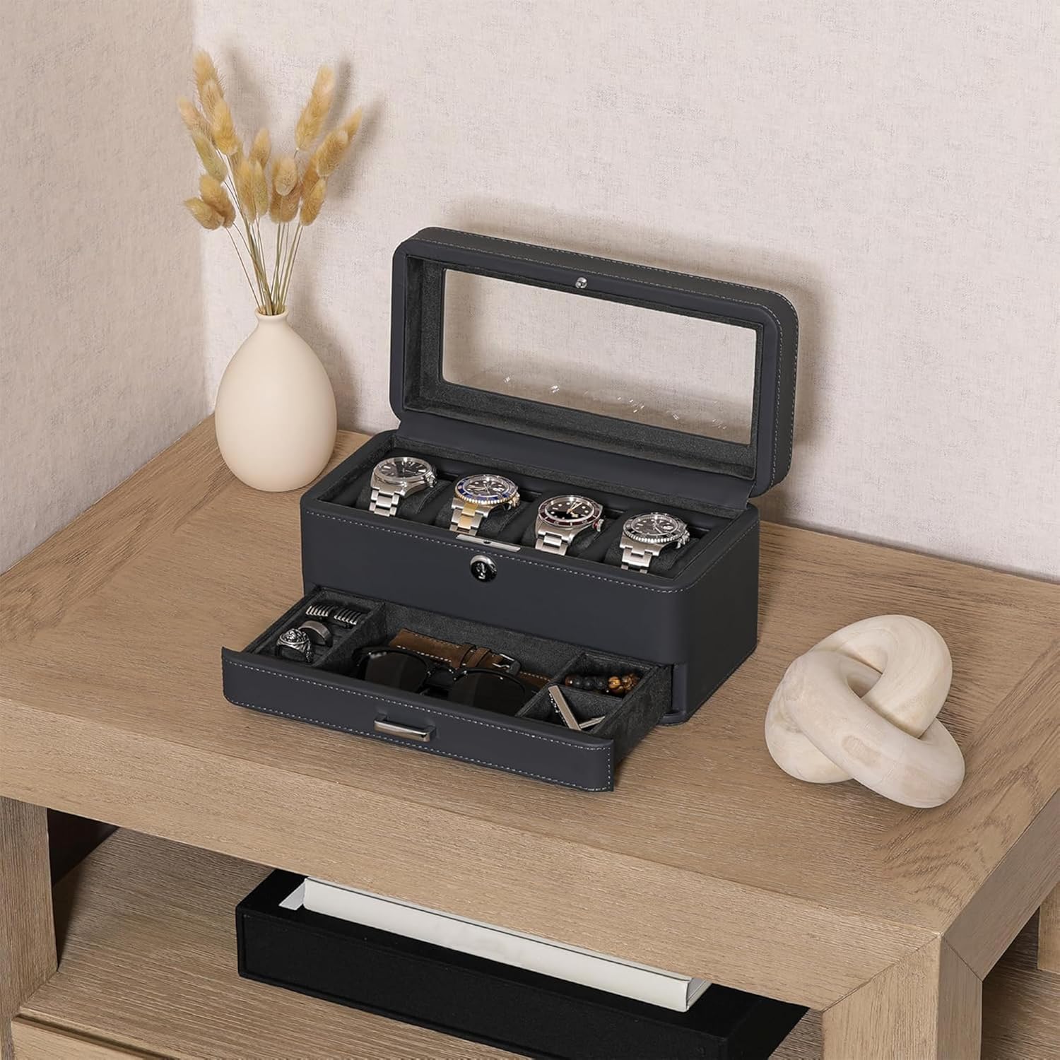 Luxury 4-Slot Watch Box with V - Luxury Bags Women incelemesi ve fiyatı
