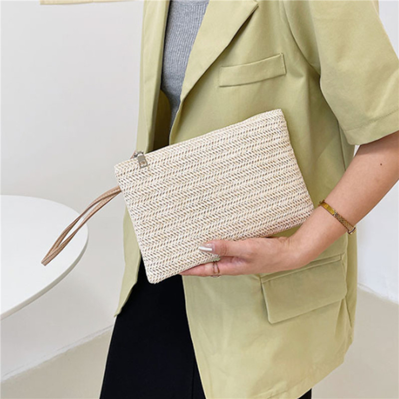 Fashion Ladies Solid Straw Wov - Wristlet Wallet Zipper incelemesi ve fiyatı