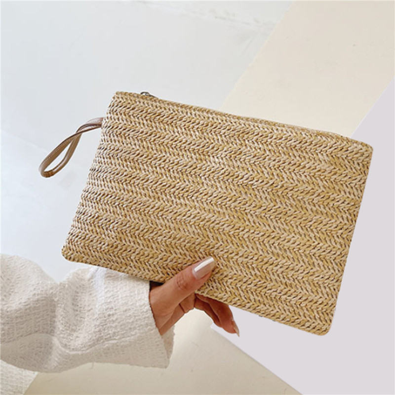 Fashion Ladies Solid Straw Wov - Wristlet Wallet Zipper incelemesi ve fiyatı
