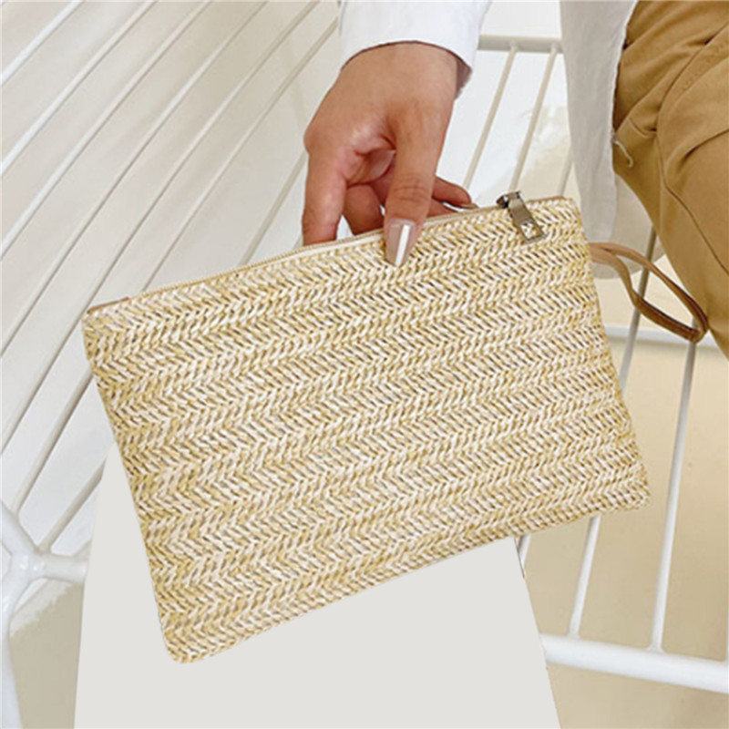 Fashion Ladies Solid Straw Wov - Wristlet Wallet Zipper incelemesi ve fiyatı