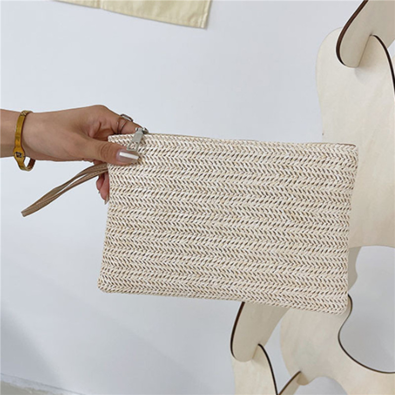 Fashion Ladies Solid Straw Wov - Wristlet Wallet Zipper incelemesi ve fiyatı
