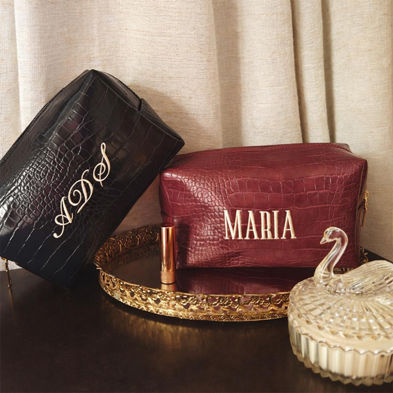Embroidered Croc Makeup Bag Pe - Luxury Bags Vegan incelemesi ve fiyatı