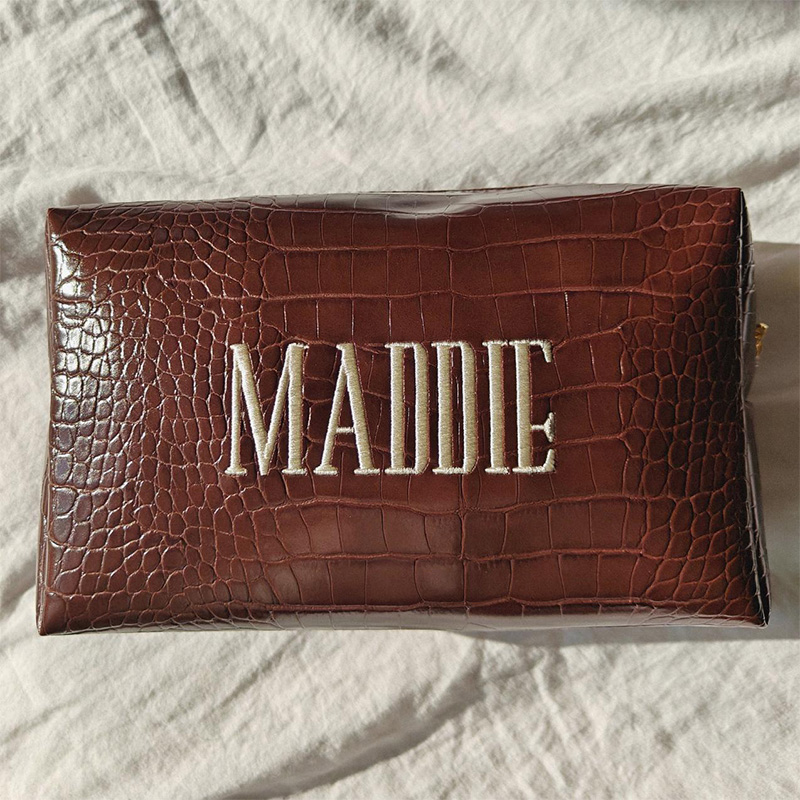 Embroidered Croc Makeup Bag Pe - Luxury Bags Vegan incelemesi ve fiyatı