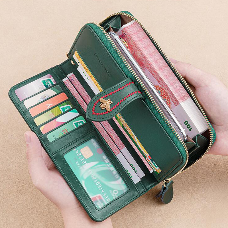 Genuine Leather Wallets Women  - Wristlet Wallet Zipper incelemesi ve fiyatı